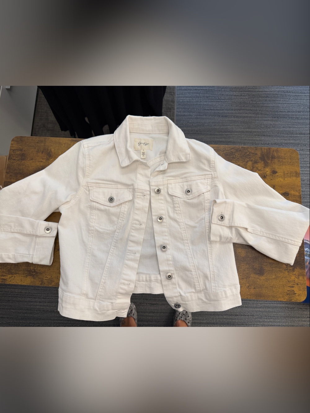 Jessica Simpson White Denim Jacket - Women's Jean Jacket - Size Small